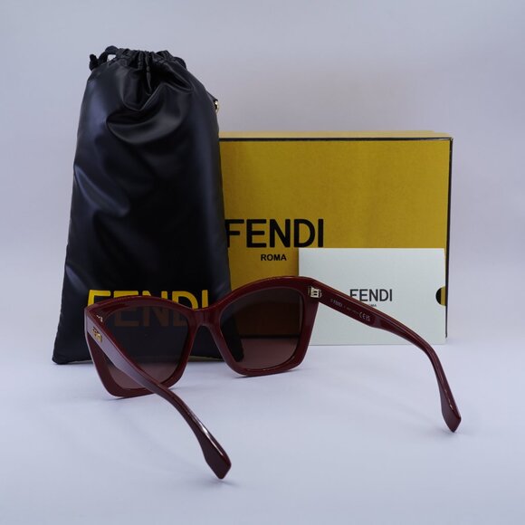 Fendi FE40151I 66F Butterfly Sunglasses - Red/Brown